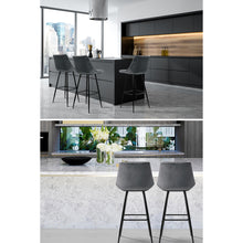 Load image into Gallery viewer, 2x Plush Chair Stools - Velvet/Metal - 2 Colours - Green, Grey
