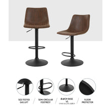 Load image into Gallery viewer, 2x Chair Stools - Classic Vintage Leather - Gas Lift/Swivel - Brown, Black
