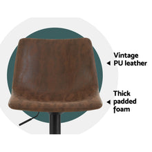 Load image into Gallery viewer, 2x Chair Stools - Classic Vintage Leather - Gas Lift/Swivel - Brown, Black
