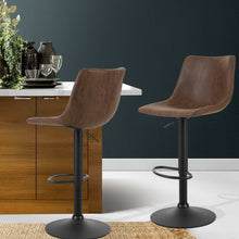 Load image into Gallery viewer, 2x Chair Stools - Classic Vintage Leather - Gas Lift/Swivel - Brown, Black

