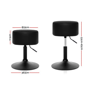 2x Chair Stools - Leather - Gas Lift/Swivel - Black