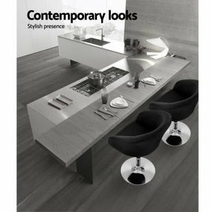 Chair Stool - Gas Lift/Swivel - Leather - Circular - Black