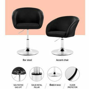 Chair Stool - Gas Lift/Swivel - Leather - Circular - Black