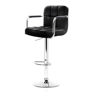 2x Chair Stools - Leather/Chrome - Gas Lift/Swivel - White, Black