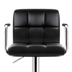 2x Chair Stools - Leather/Chrome - Gas Lift/Swivel - White, Black