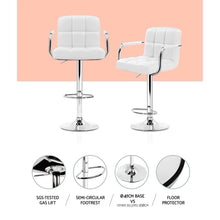 Load image into Gallery viewer, 2x Chair Stools - Leather/Chrome - Gas Lift/Swivel - White, Black
