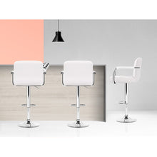 Load image into Gallery viewer, 2x Chair Stools - Leather/Chrome - Gas Lift/Swivel - White, Black
