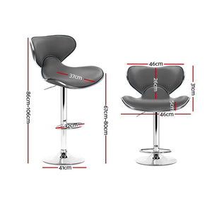 2x Chair Stools - Leather/Chrome - Gas lift - Swivel - 2 Colours - Teal & Grey