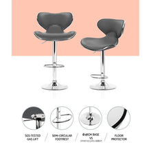 Load image into Gallery viewer, 2x Chair Stools - Leather/Chrome - Gas lift - Swivel - 2 Colours - Teal &amp; Grey
