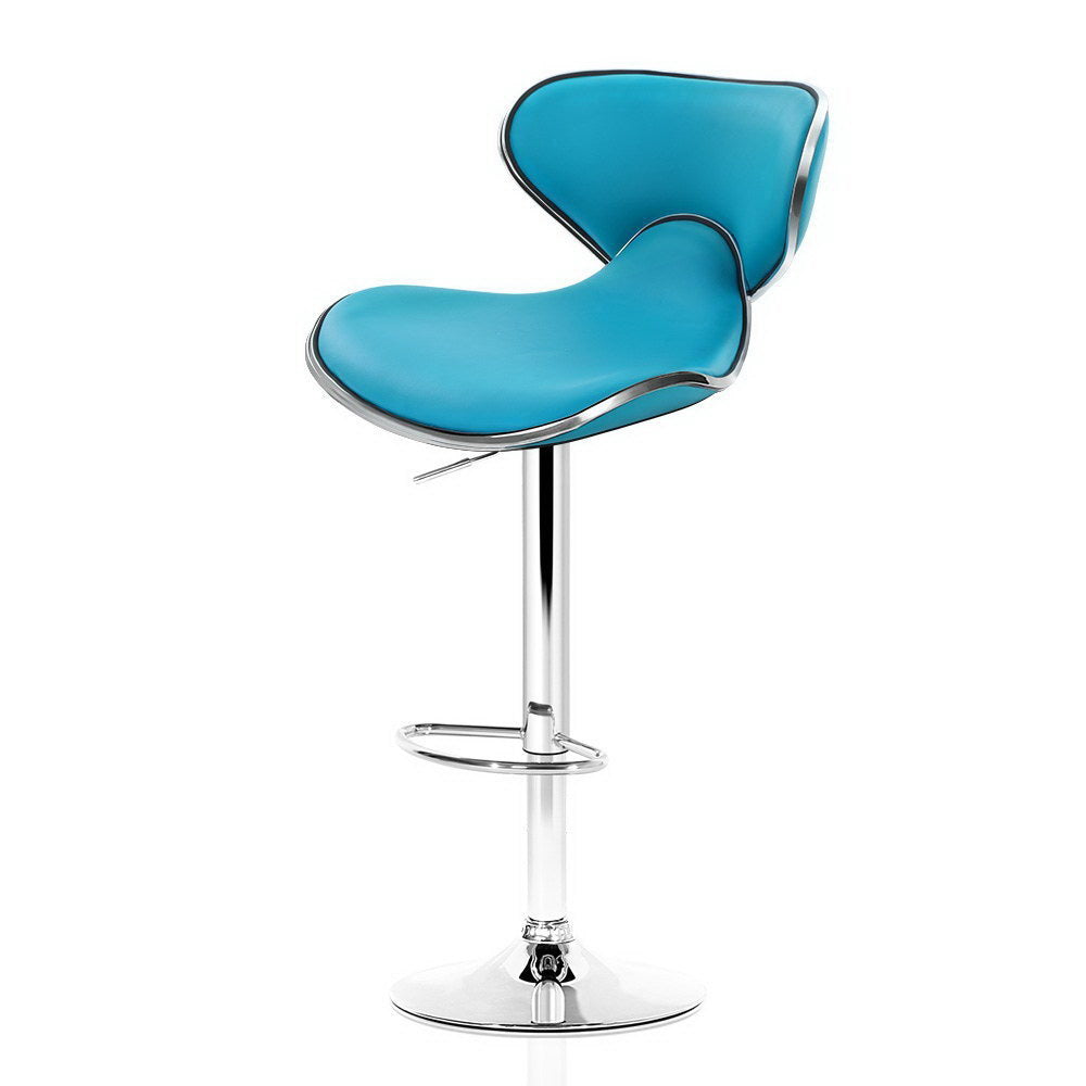 2x Chair Stools - Leather/Chrome - Gas lift - Swivel - 2 Colours - Teal & Grey
