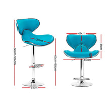 Load image into Gallery viewer, 2x Chair Stools - Leather/Chrome - Gas lift - Swivel - 2 Colours - Teal &amp; Grey
