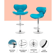 Load image into Gallery viewer, 2x Chair Stools - Leather/Chrome - Gas lift - Swivel - 2 Colours - Teal &amp; Grey
