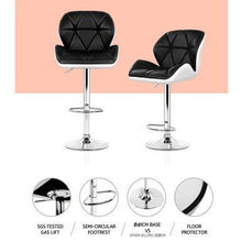 Load image into Gallery viewer, 2x Chair Stools - Leather - Swivel/Gas Lift - Black
