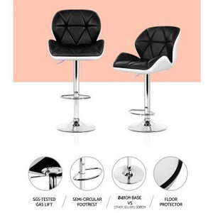 2x Chair Stools - Leather - Swivel/Gas Lift - Black