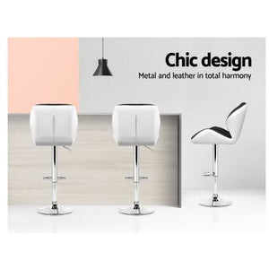 2x Chair Stools - Leather - Swivel/Gas Lift - Black