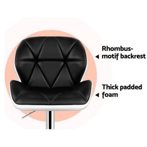 2x Chair Stools - Leather - Swivel/Gas Lift - Black