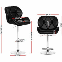 Load image into Gallery viewer, 2x Chair Stools - Leather/Chrome - Gas Lift - Adjustable - 2 Colours - Black, Grey
