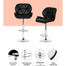 Load image into Gallery viewer, 2x Chair Stools - Leather/Chrome - Gas Lift - Adjustable - 2 Colours - Black, Grey
