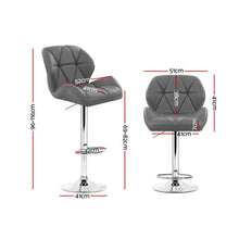 Load image into Gallery viewer, 2x Chair Stools - Leather/Chrome - Gas Lift - Adjustable - 2 Colours - Black, Grey
