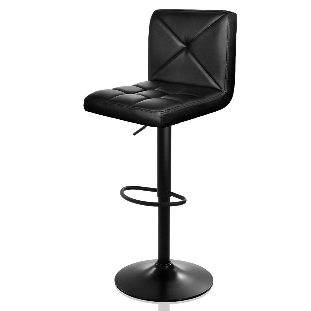 2x Chair Stools - PU Leather - Gas Lift/Swivel - Black