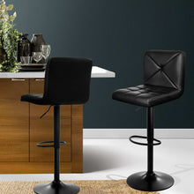 Load image into Gallery viewer, 2x Chair Stools - PU Leather - Gas Lift/Swivel - Black
