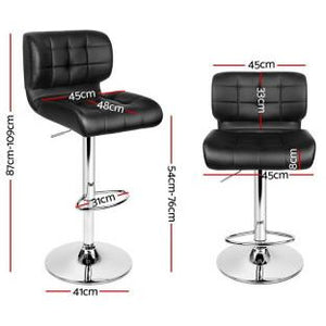 2x Chair Stools - PU Leather - Gas Lift - 2 Colours - Black, White