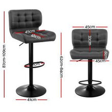 Load image into Gallery viewer, Artiss 2x Kitchen Bar Stools Gas Lift Bar Stool Chairs Swivel Leather Black Grey
