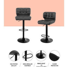 Load image into Gallery viewer, Artiss 2x Kitchen Bar Stools Gas Lift Bar Stool Chairs Swivel Leather Black Grey
