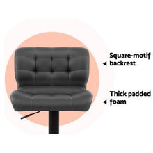 Load image into Gallery viewer, Artiss 2x Kitchen Bar Stools Gas Lift Bar Stool Chairs Swivel Leather Black Grey
