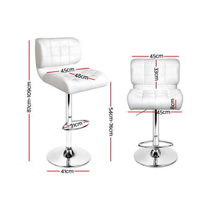 2x Chair Stools - PU Leather - Gas Lift - 2 Colours - Black, White