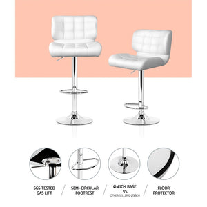 2x Chair Stools - PU Leather - Gas Lift - 2 Colours - Black, White