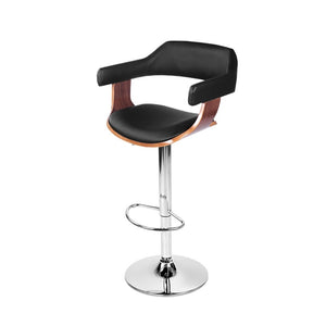 Chair Stool - Wood/Leather/Chrome - Gas Lift - 2 Colours - White, Black