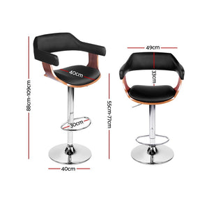 Chair Stool - Wood/Leather/Chrome - Gas Lift - 2 Colours - White, Black