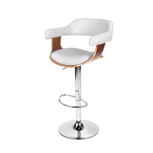 Chair Stool - Wood/Leather/Chrome - Gas Lift - 2 Colours - White, Black