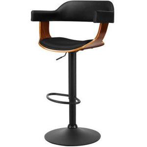 Chair Stool - Leather/Wood - Gas Lift/Swivel - Black