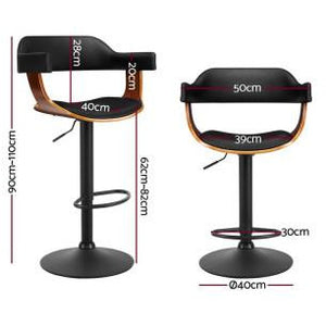 Chair Stool - Leather/Wood - Gas Lift/Swivel - Black