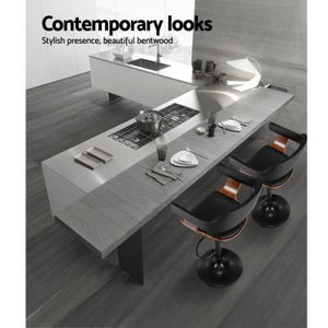 Chair Stool - Leather/Wood - Gas Lift/Swivel - Black