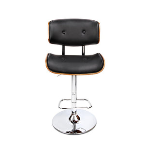 Chair Stool - Leather/Wood & Chrome - Gas Lift - 2 Colours - Black, White