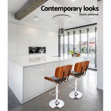 Load image into Gallery viewer, Chair Stool - Leather/Wood &amp; Chrome - Gas Lift - 2 Colours - Black, White
