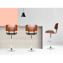 Load image into Gallery viewer, Chair Stool - Leather/Wood &amp; Chrome - Gas Lift - 2 Colours - Black, White
