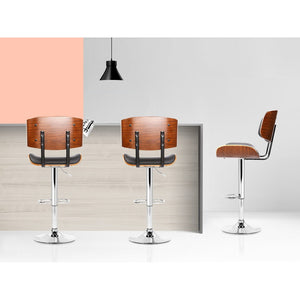 Chair Stool - Leather/Wood & Chrome - Gas Lift - 2 Colours - Black, White