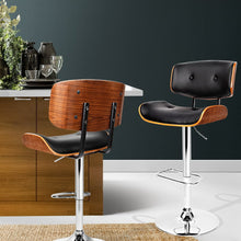 Load image into Gallery viewer, Chair Stool - Leather/Wood &amp; Chrome - Gas Lift - 2 Colours - Black, White
