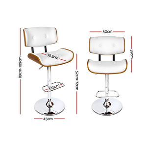 Chair Stool - Leather/Wood & Chrome - Gas Lift - 2 Colours - Black, White
