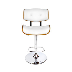 Chair Stool - Leather/Wood & Chrome - Gas Lift - 2 Colours - Black, White