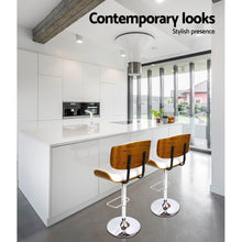 Load image into Gallery viewer, Chair Stool - Leather/Wood &amp; Chrome - Gas Lift - 2 Colours - Black, White
