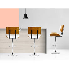 Load image into Gallery viewer, Chair Stool - Leather/Wood &amp; Chrome - Gas Lift - 2 Colours - Black, White
