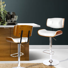 Load image into Gallery viewer, Chair Stool - Leather/Wood &amp; Chrome - Gas Lift - 2 Colours - Black, White

