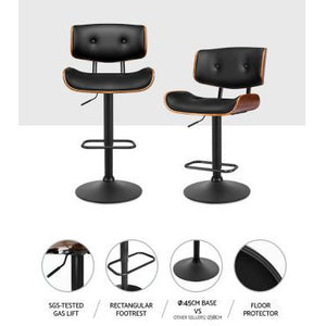 Chair Stool - Leather - Gas Lift/Swivel - Black