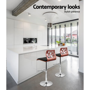 2x Chair Stools - Wood - Gas Lift - 2 Colours - White, Black