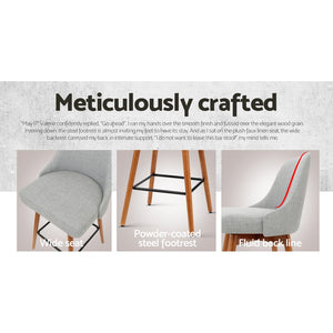 2x Chair Stools - Wood - Fabric - Swivel - 2 Colours - Charcoal, Light Grey